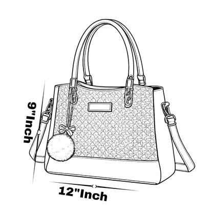 Elegant Designer Handbag with Gold Hardware & Pom-Pom Charm