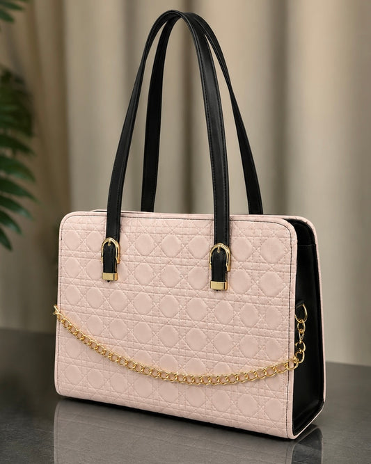 Majestic Chain Tote - Pink & Black