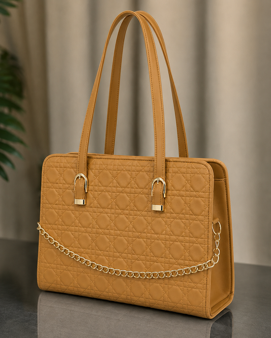 Majestic Chain Tote - Mustard Tan