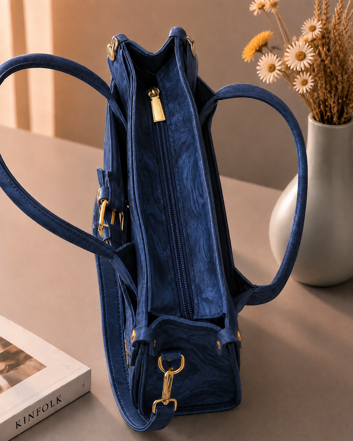 Sabaé Luxe Marble HandBag – Navy Blue