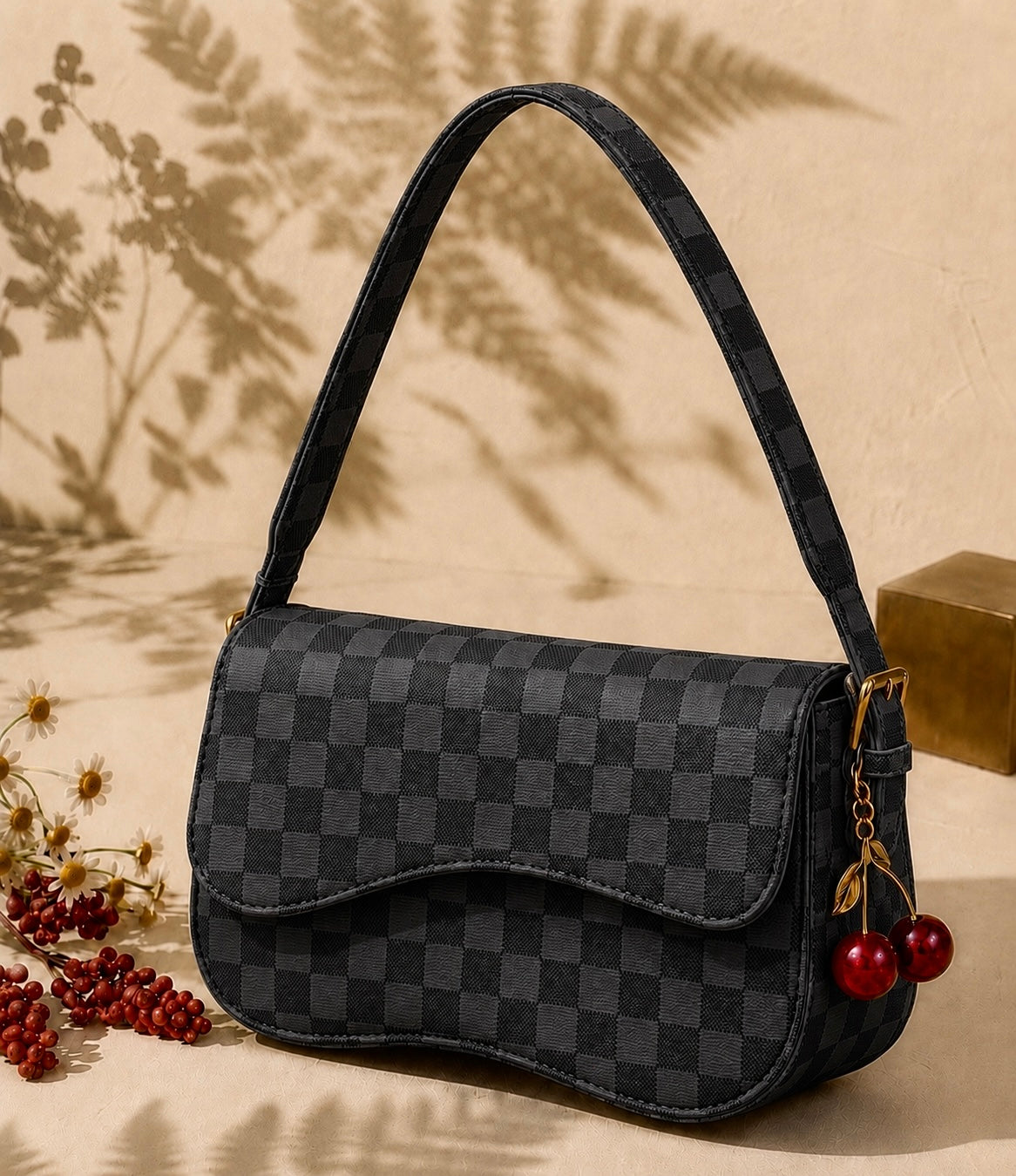 Cherry Charm Crossbody Bag – Check