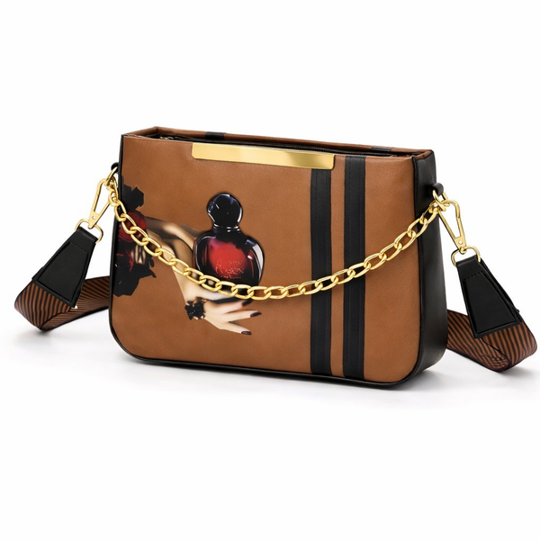 Poison Print Camel Brown Trendy Canvas Bag