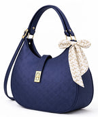 Elegant Blue Moon Bag with Golden Accents and Stylish Scarf – The Ultimate Fashion Accessory