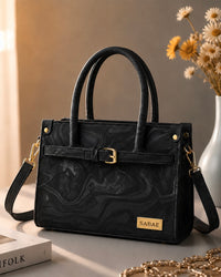Sabaé Luxe Marble HandBag – Black