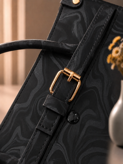 Sabaé Luxe Marble HandBag – Black