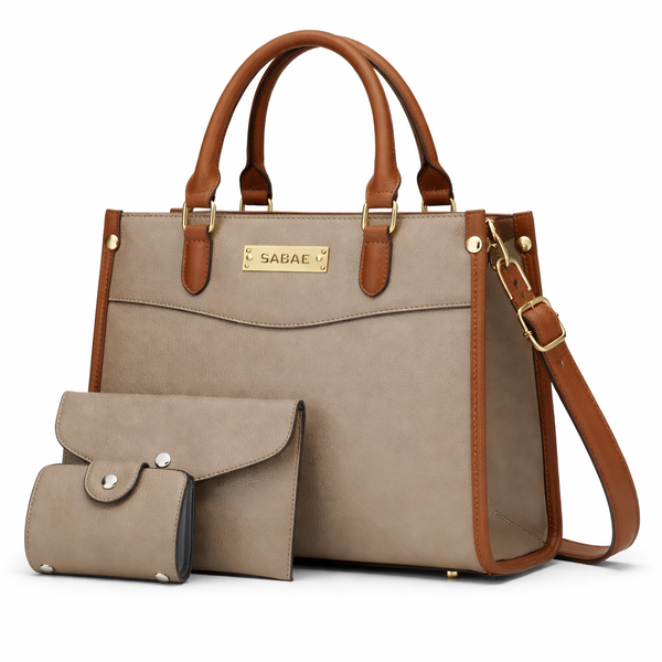 Elegant 3 Pcs Handbag Set for Women – Tote Bag with Shoulder Strap, Clutch & Wallet