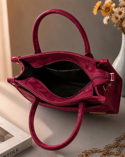 Sabaé Luxe Marble HandBag – Maroon