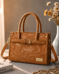 Sabaé Luxe Marble HandBag – Camel Brown