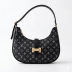 Chic Moon-Shaped Shoulder Bag with Adjustable Handles and Elegant Closure