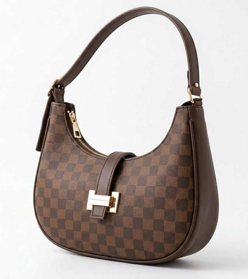 Chic Moon-Shaped Shoulder Bag with Adjustable Handles and Elegant Closure