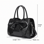 Luxury Crocodile Texture Handbag with Oversized Designer Bow