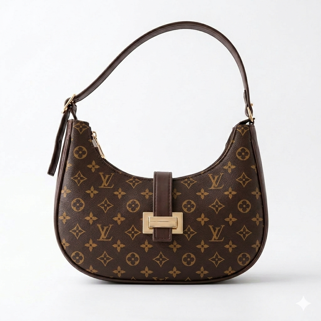 Chic Moon-Shaped Shoulder Bag with Adjustable Handles and Elegant Closure