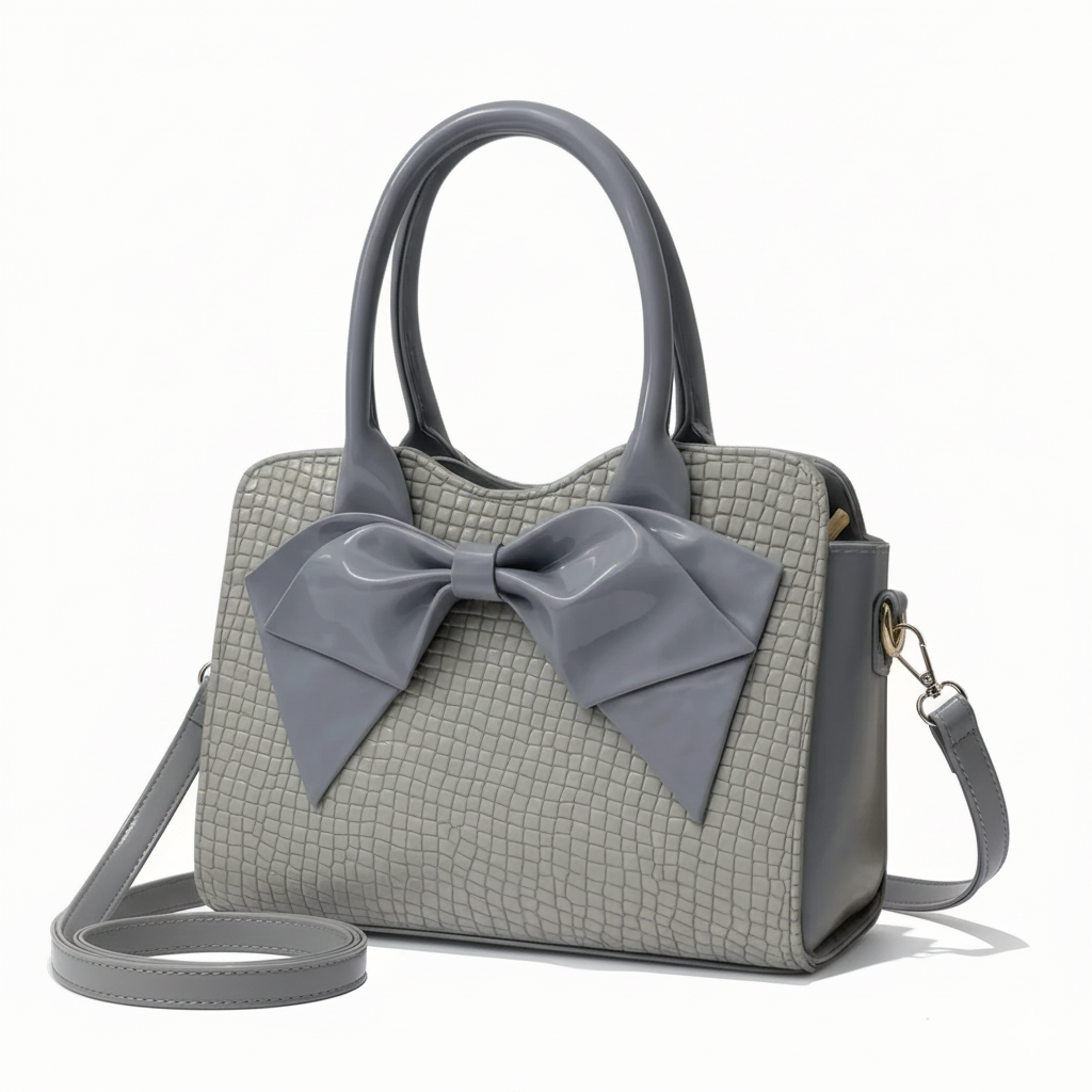 Luxury Crocodile Texture Handbag with Oversized Designer Bow