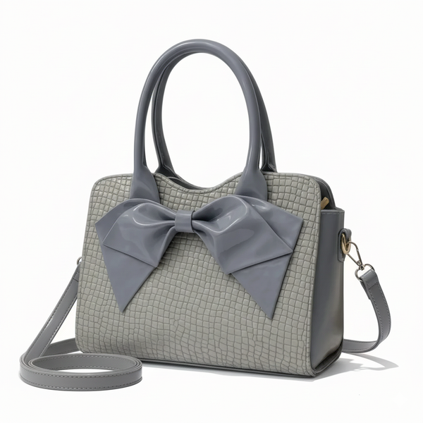 Luxury Crocodile Texture Handbag with Oversized Designer Bow