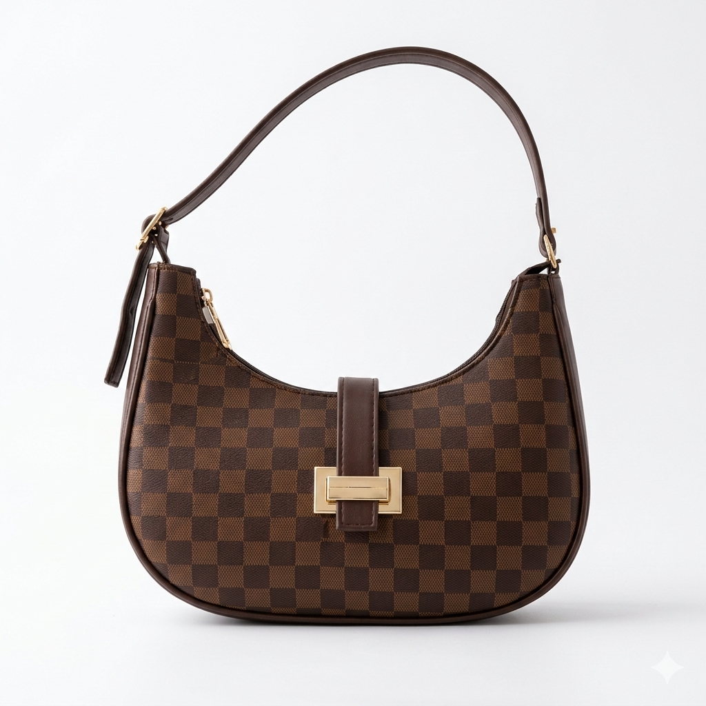 Chic Moon-Shaped Shoulder Bag with Adjustable Handles and Elegant Closure