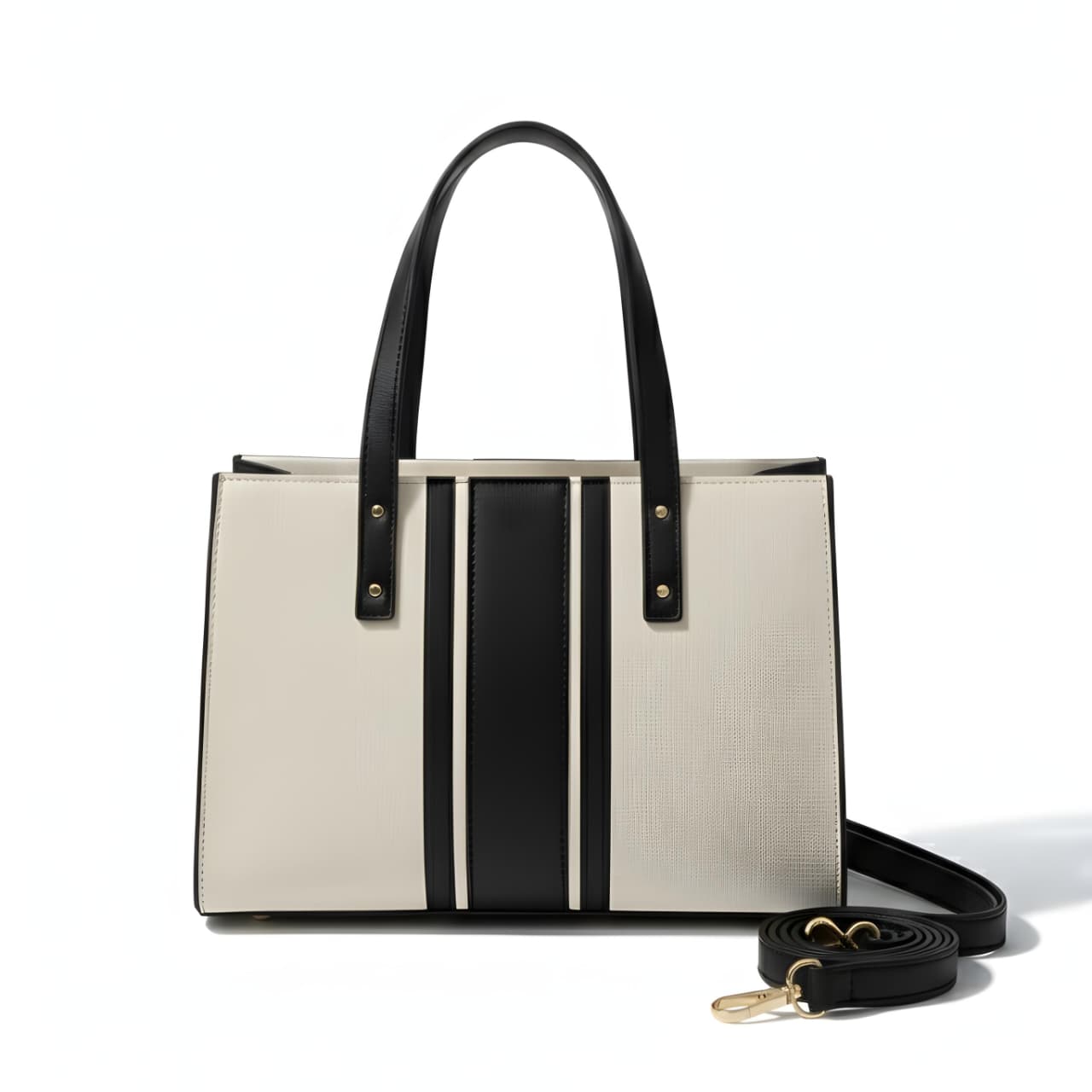 Structured Monochrome Stripe Tote Bag