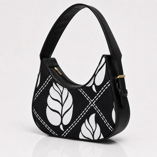 Luna Monochrome Leaf - Black & White Leaf Print