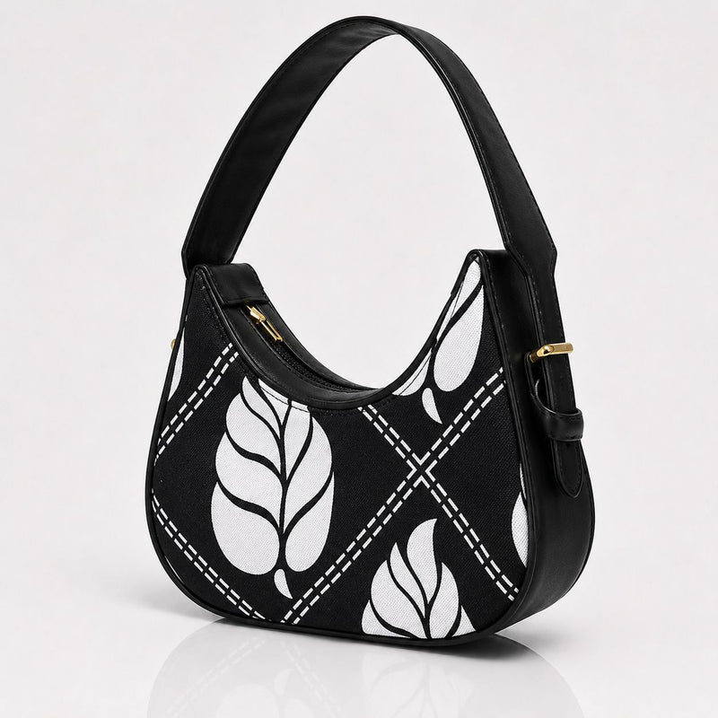 Luna Monochrome Leaf - Black & White Leaf Print