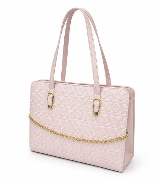 Majestic Chain Tote - Pastel Rose Pink