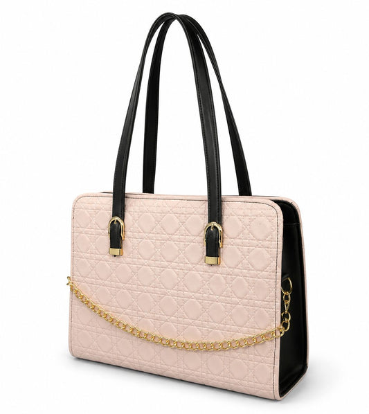 Majestic Chain Tote - Pink & Black