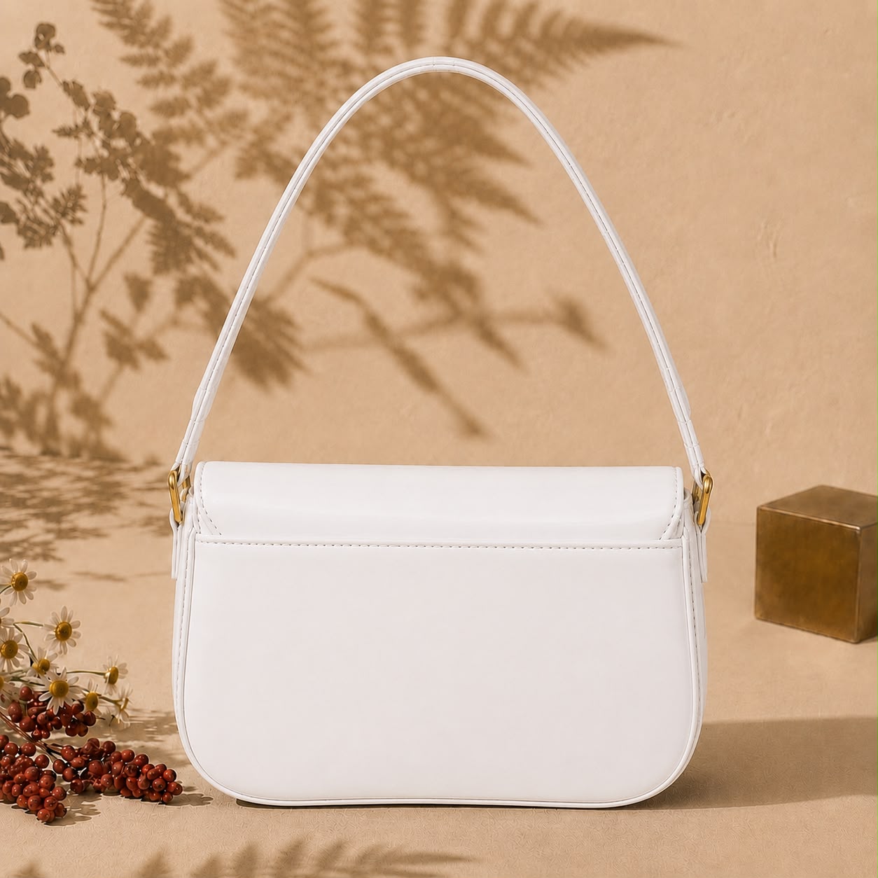 Cherry Charm Crossbody Bag – White