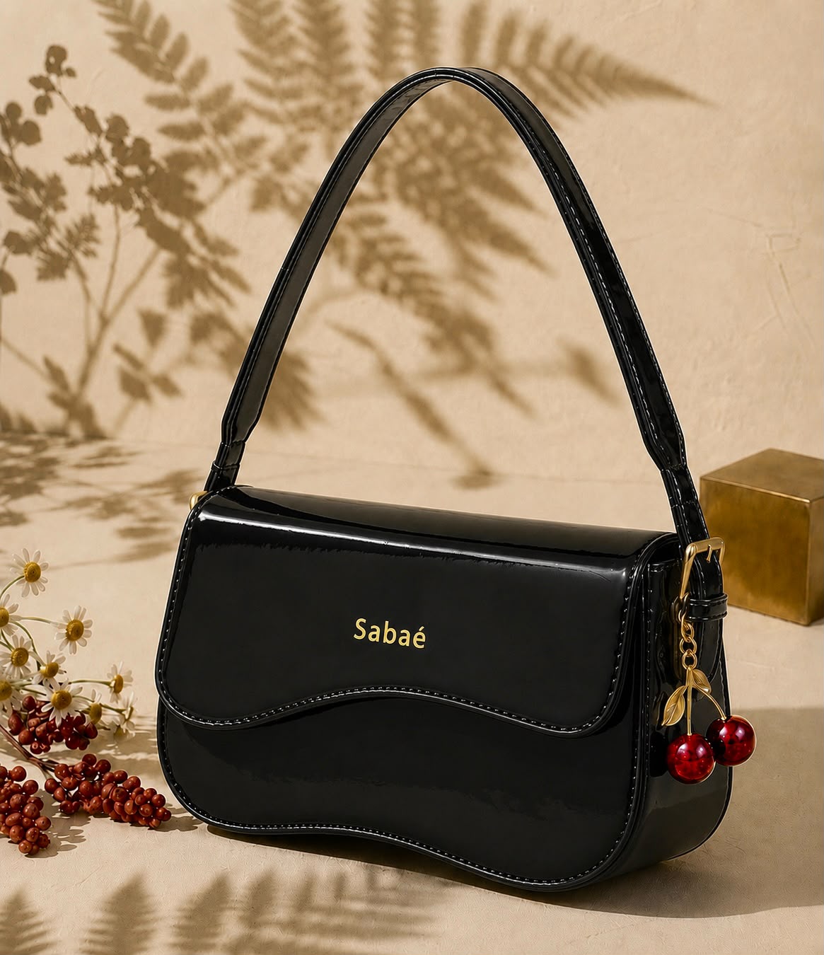 Cherry Charm Crossbody Bag – Maroon