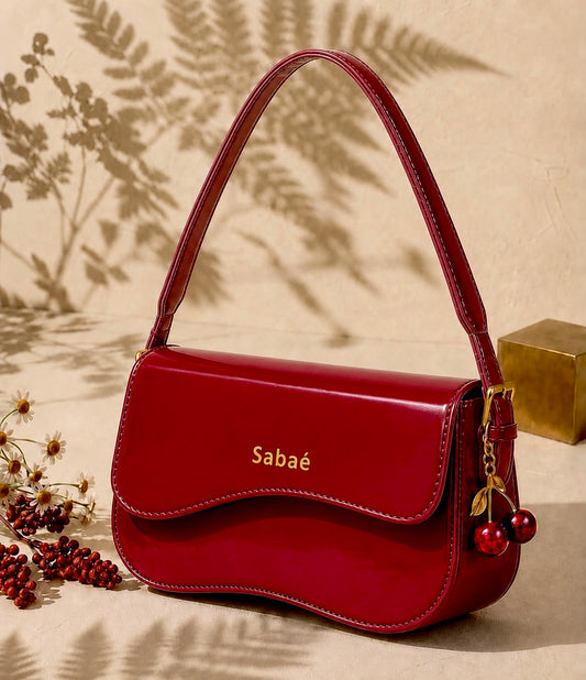 Cherry Charm Crossbody Bag – Maroon