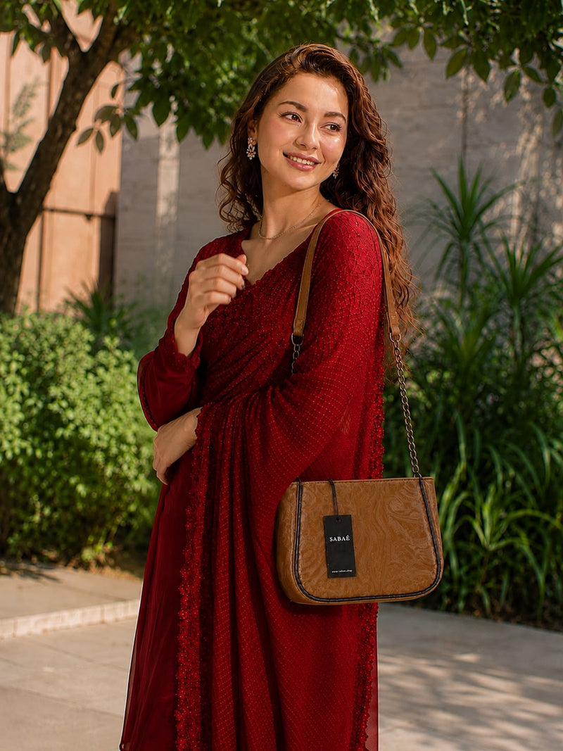 Sabaé Marble Charm Crossbody Bag – Camel Brown
