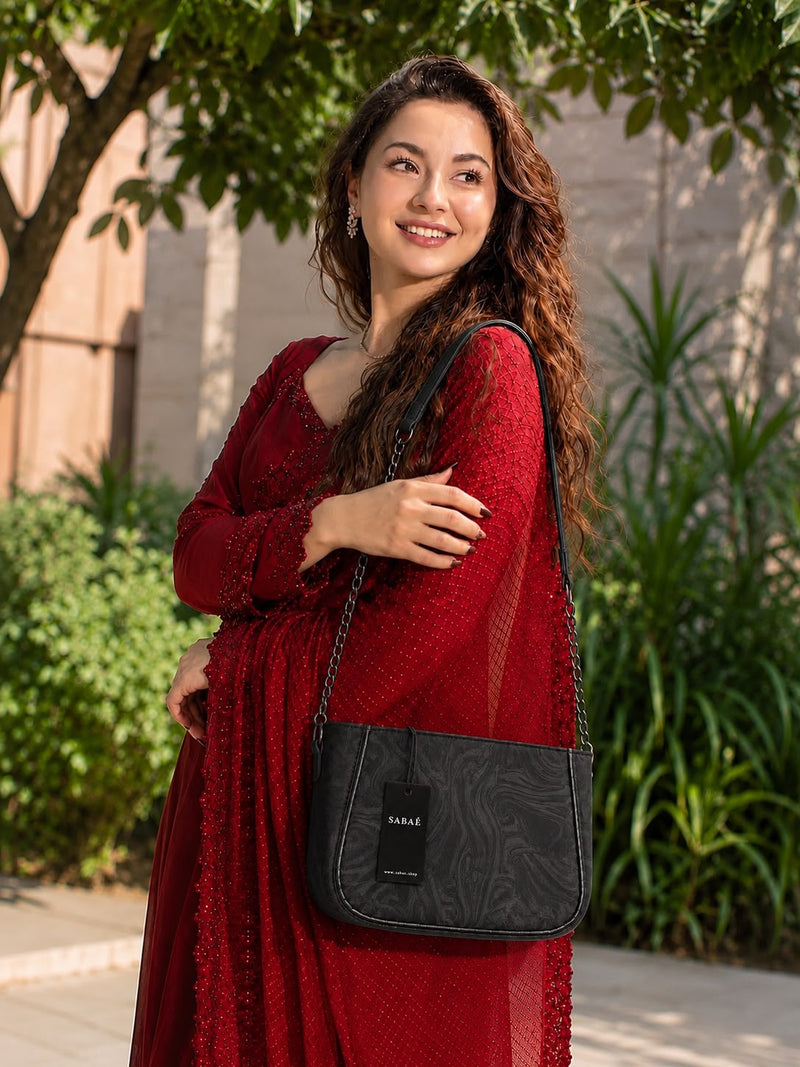 Sabaé Marble Charm Crossbody Bag – Black