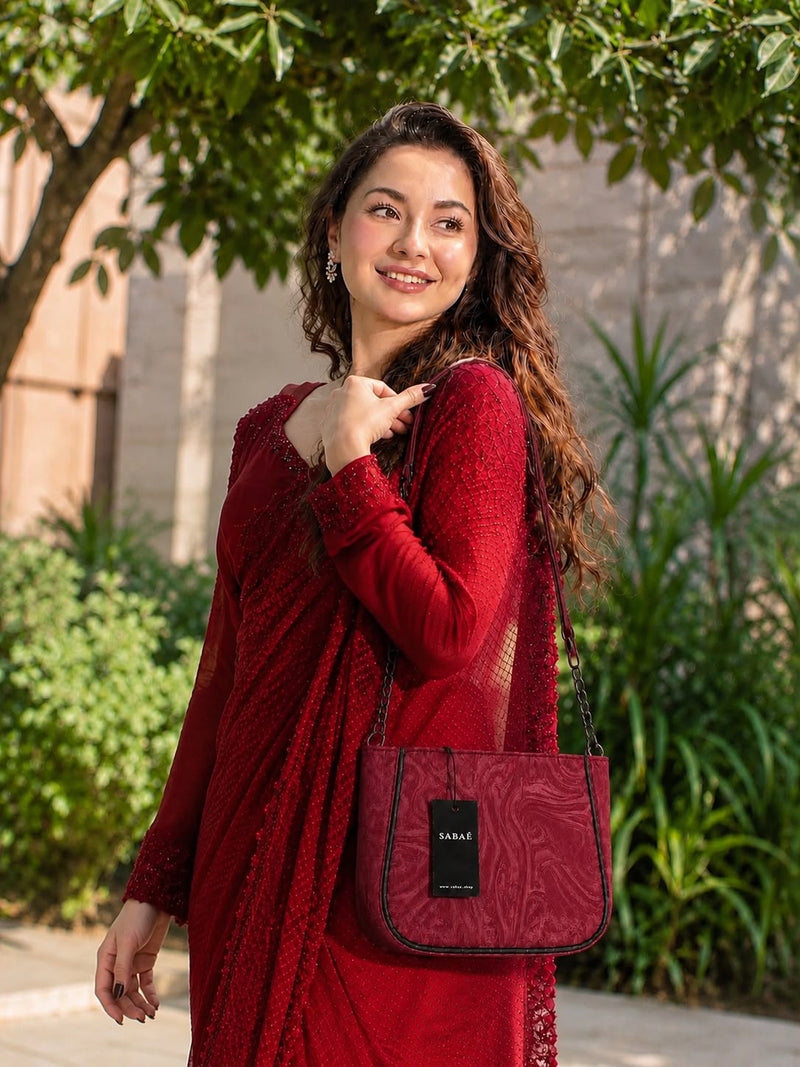 Sabaé Marble Charm Crossbody Bag – Maroon