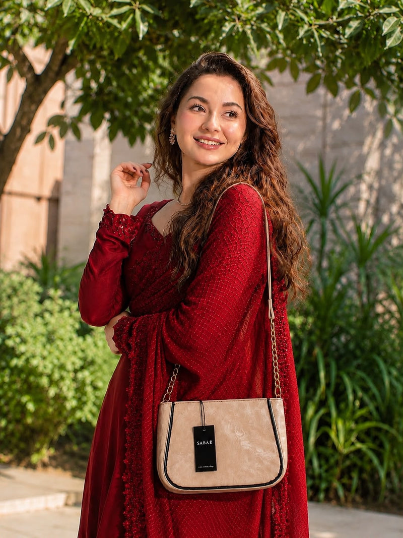 Sabaé Marble Charm Crossbody Bag – Beige