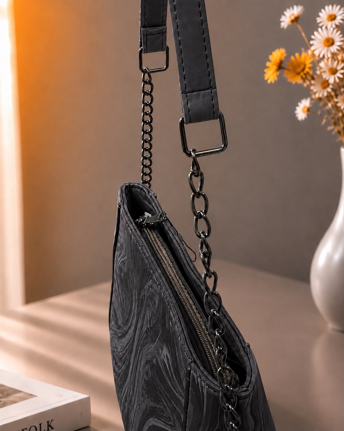 Sabaé Marble Charm Crossbody Bag – Black