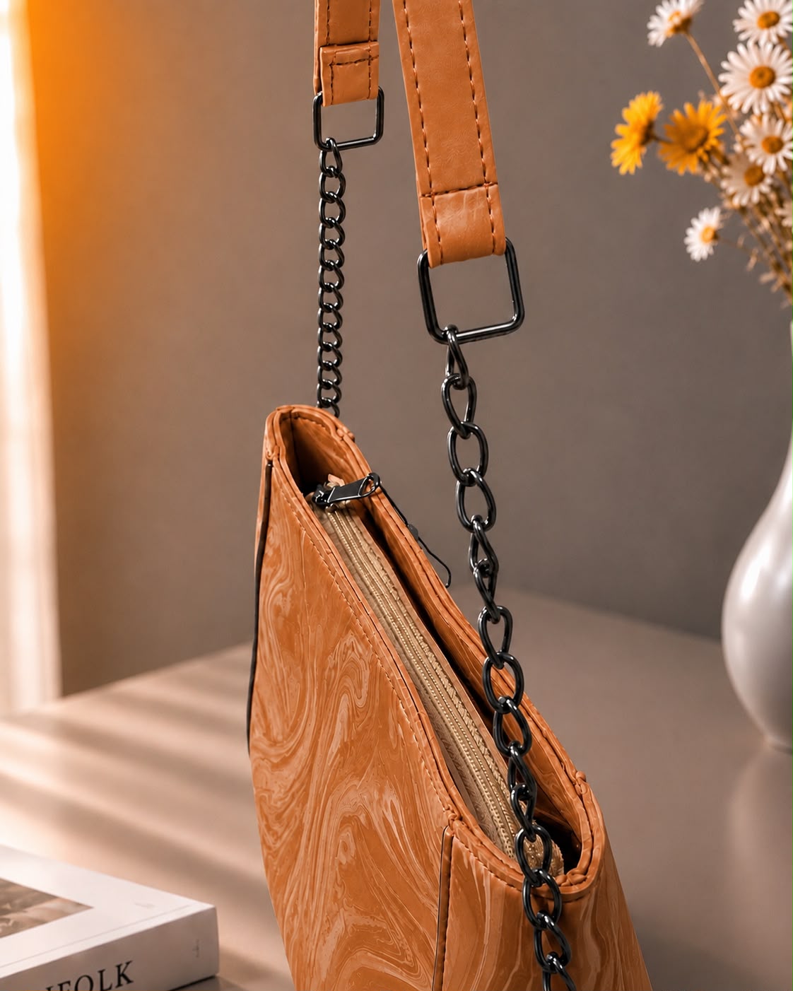 Sabaé Marble Charm Crossbody Bag – Camel Brown