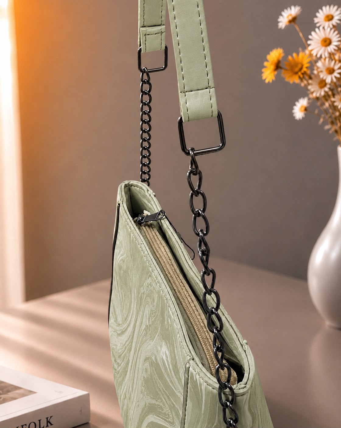 Sabaé Marble Charm Crossbody Bag – Sage Green