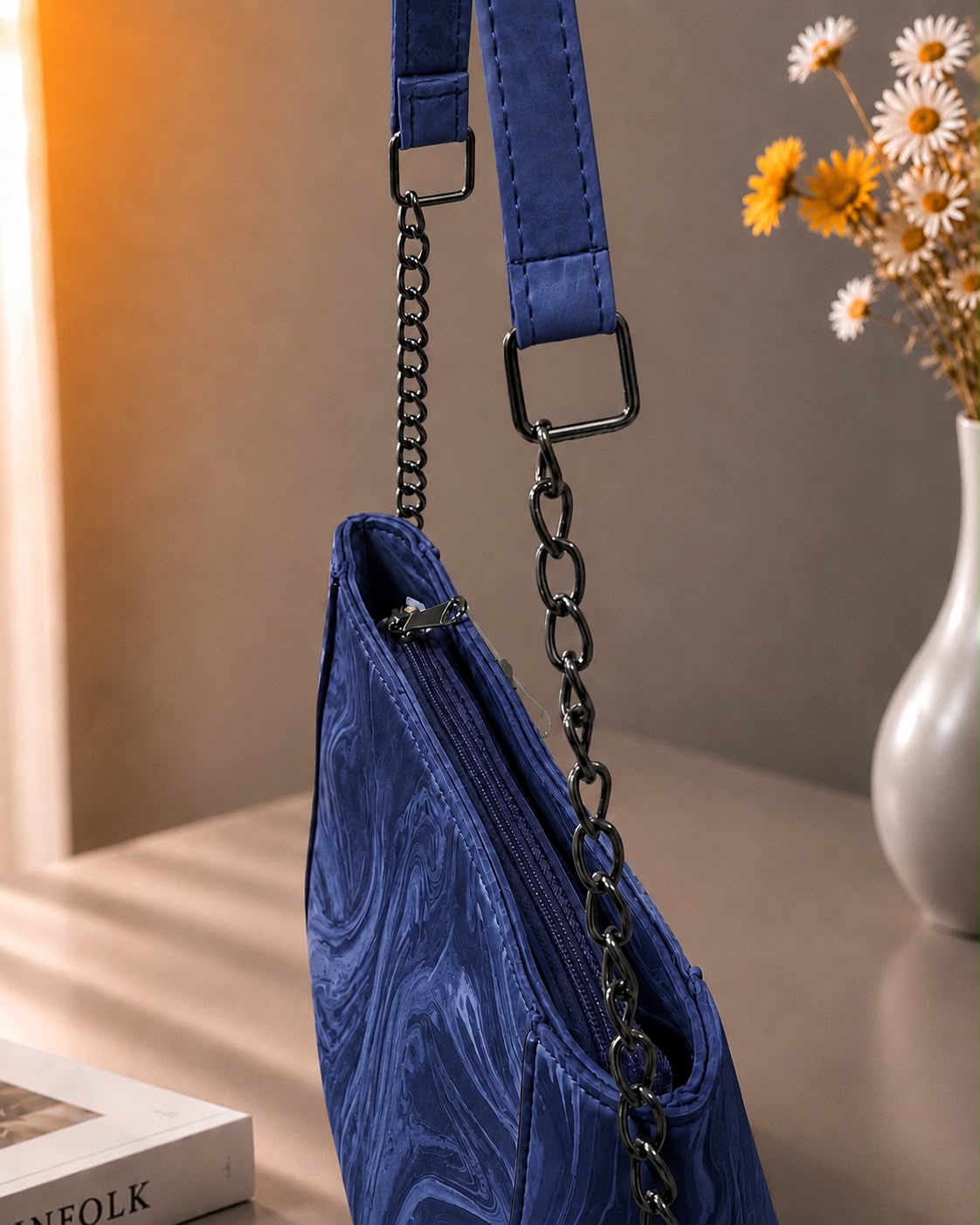 Sabaé Marble Charm Crossbody Bag – Navy Blue