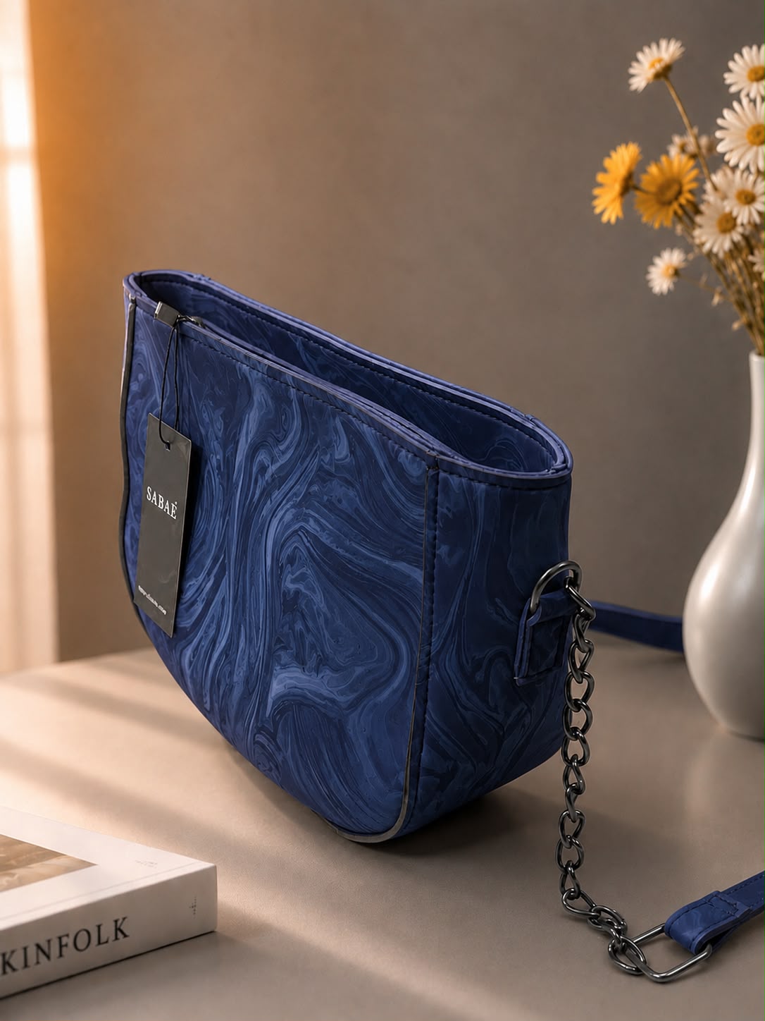 Sabaé Marble Charm Crossbody Bag – Navy Blue
