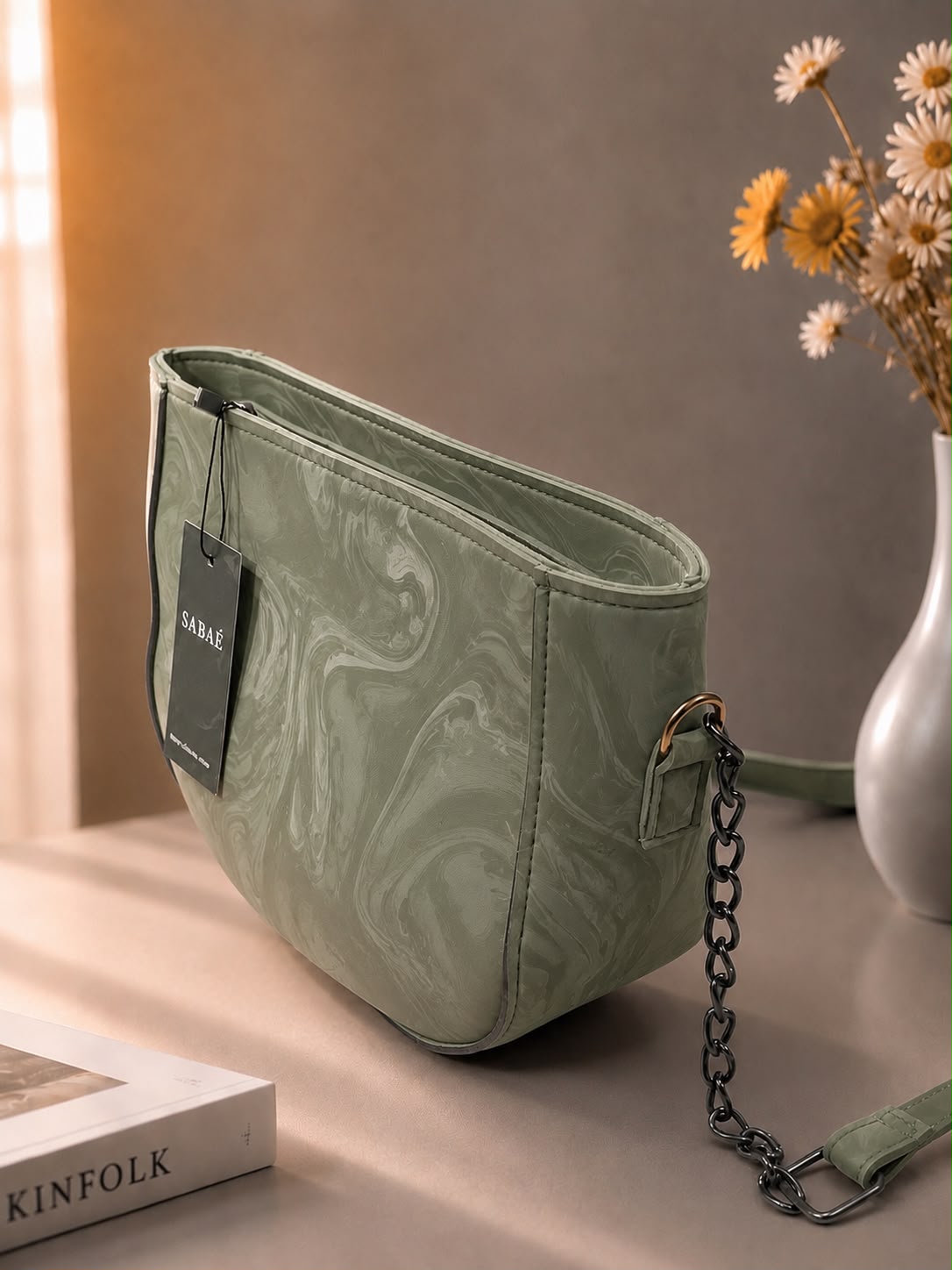 Sabaé Marble Charm Crossbody Bag – Sage Green