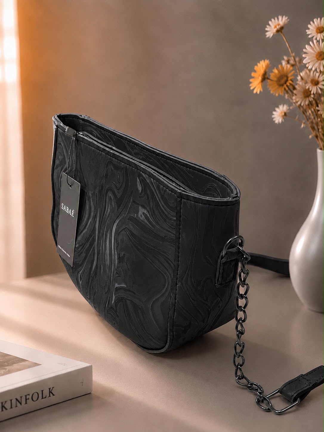 Sabaé Marble Charm Crossbody Bag – Black