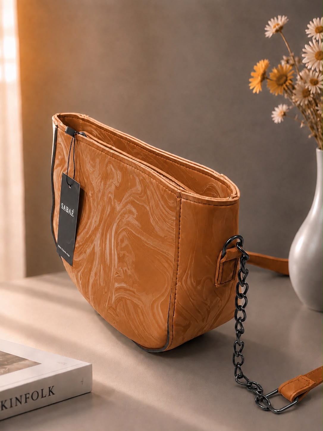 Sabaé Marble Charm Crossbody Bag – Camel Brown