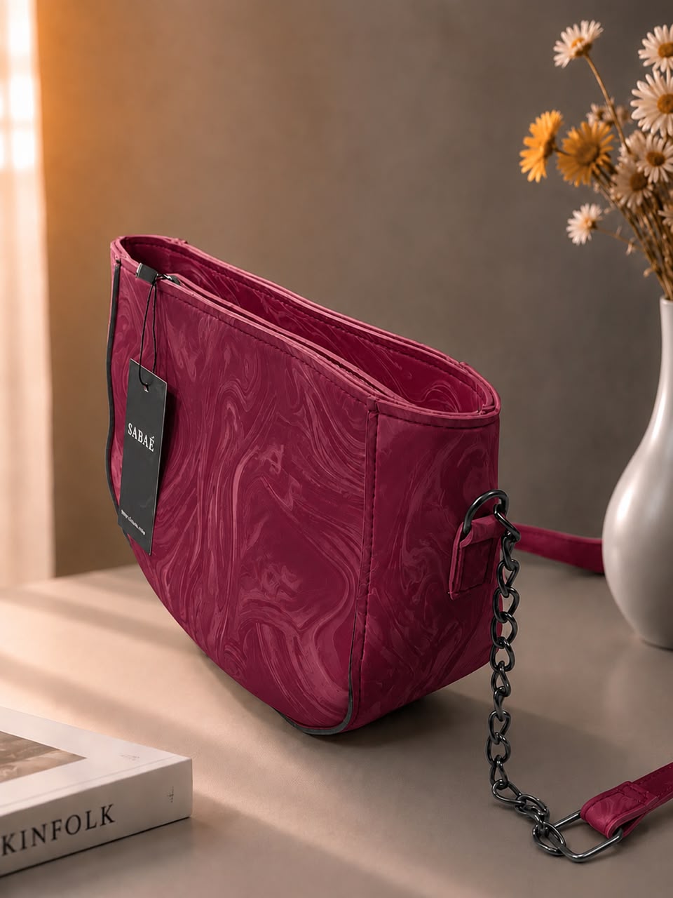 Sabaé Marble Charm Crossbody Bag – Maroon