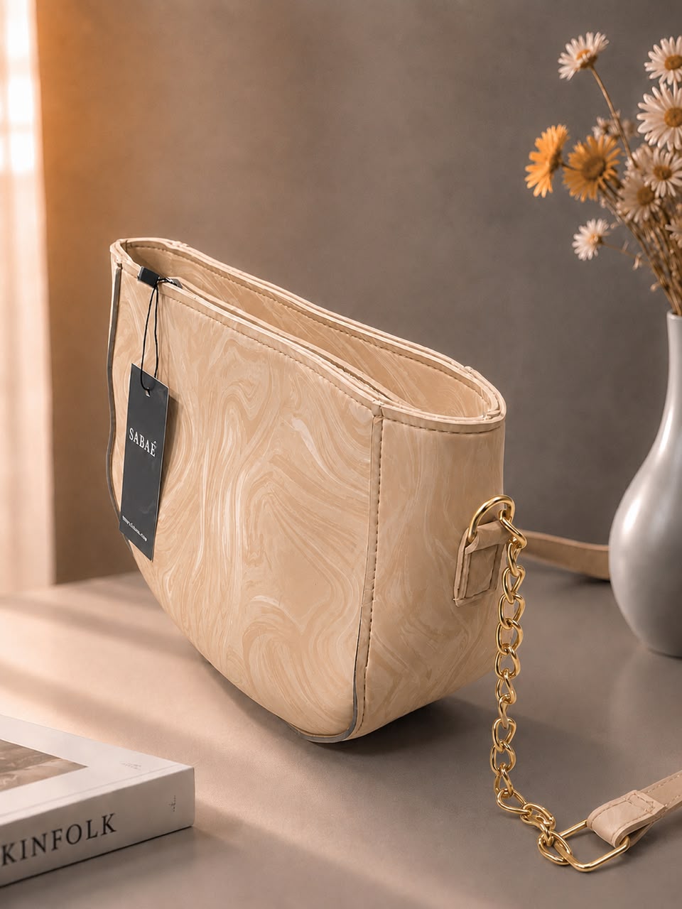 Sabaé Marble Charm Crossbody Bag – Beige