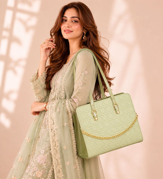 Majestic Chain Tote - Mint Green