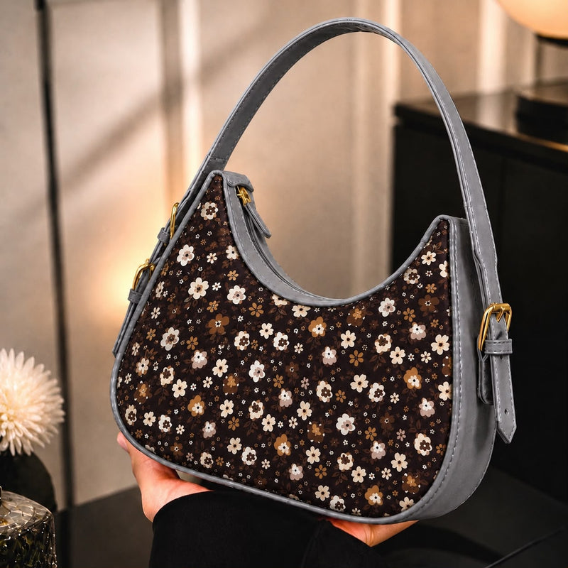 Moon Arc Bag – Coffee Grey Floral