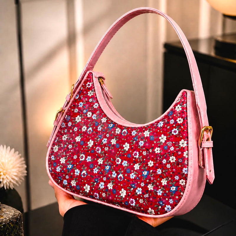 Moon Arc Bag – Red Pink Floral