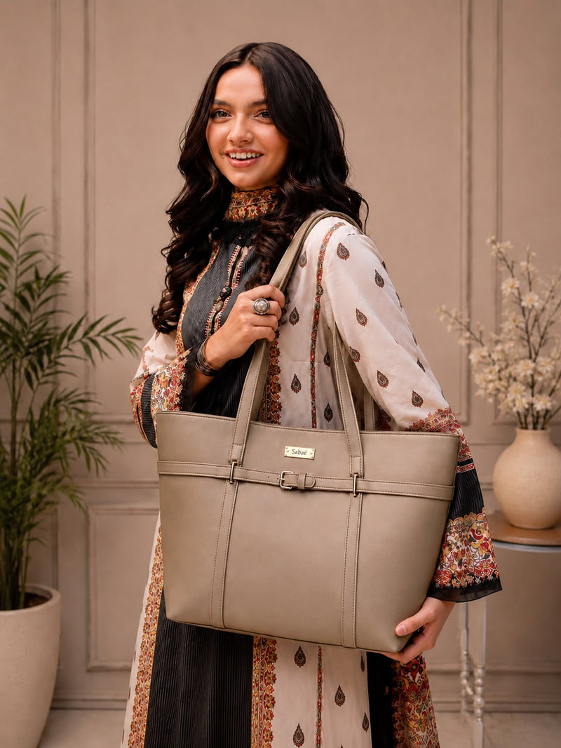 Allure Tote - Metallic Taupe