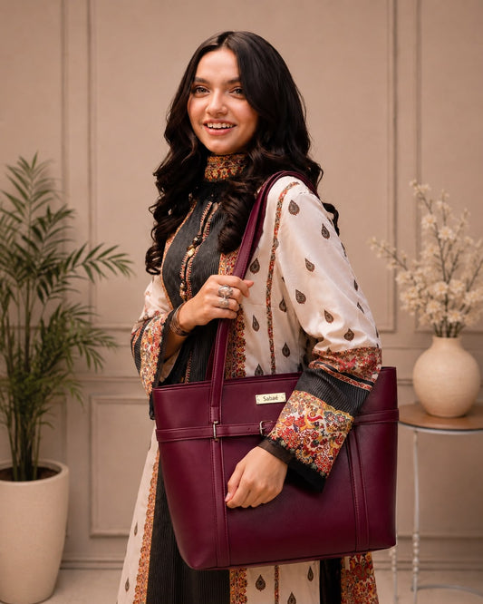 Allure Tote - Deep Maroon