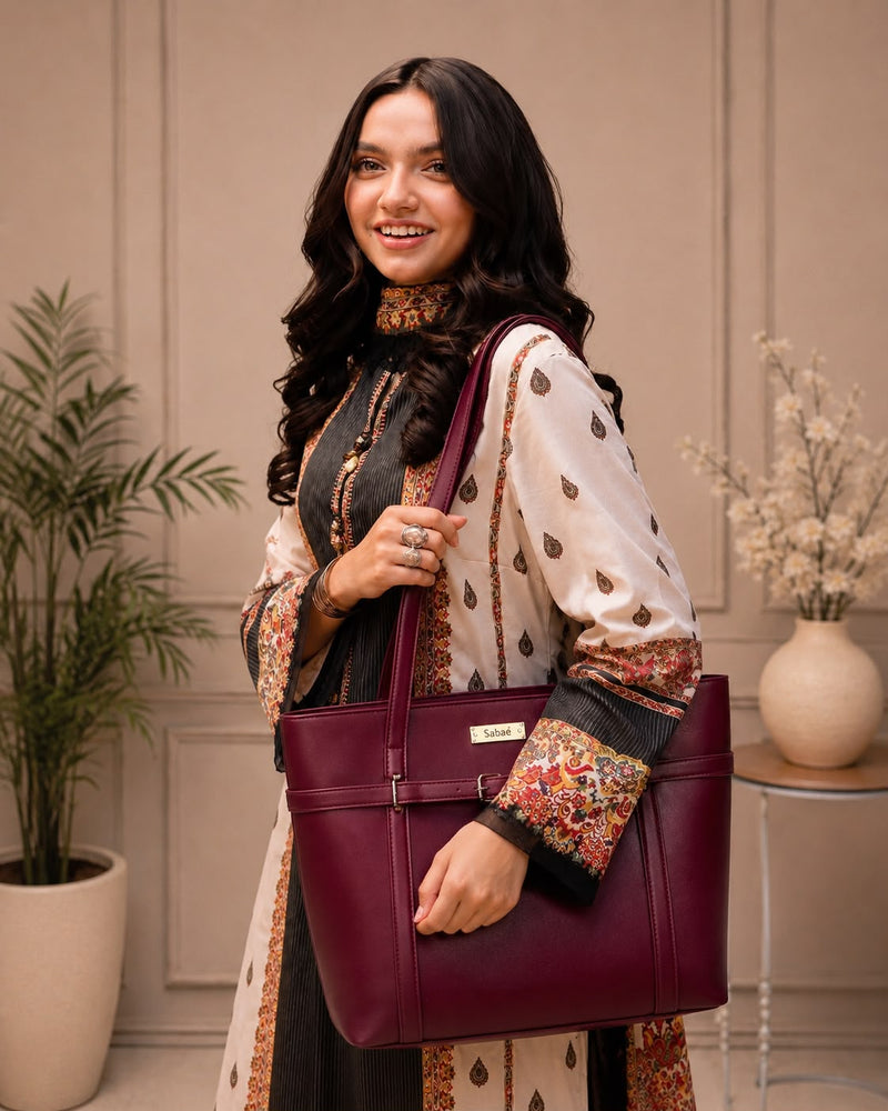 Allure Tote - Deep Maroon
